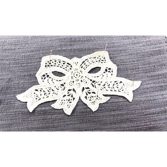 Set Of 6 Intricately Designed Ivory Bow Lace Appliques, Wedding Dress, Bridal Go - Picture 7 of 11